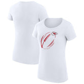 Kansas City Chiefs G-III 4Her by Carl Banks Women's Super-Slim Fit Lightweight Subtle Football T-Shirt - White T-shirts