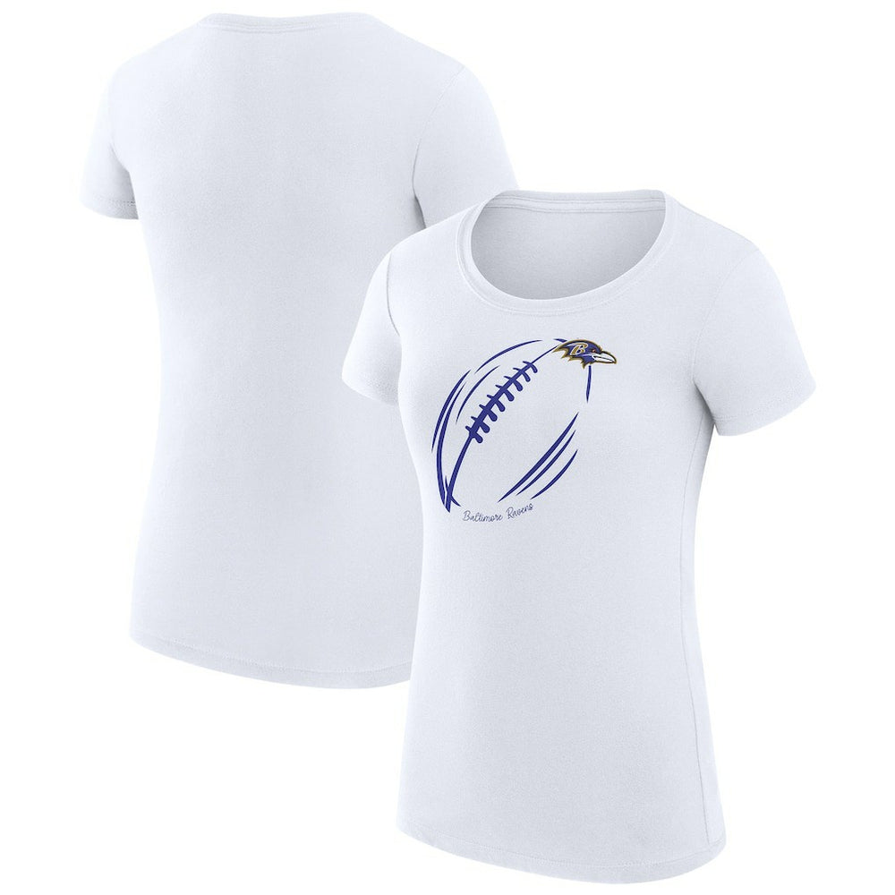 Baltimore Ravens G-III 4Her by Carl Banks Women's Super-Slim Fit Lightweight Subtle Football T-Shirt - White T-shirts