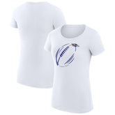 Baltimore Ravens G-III 4Her by Carl Banks Women's Super-Slim Fit Lightweight Subtle Football T-Shirt - White T-shirts