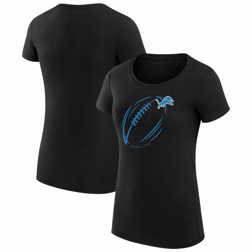 Detroit Lions G-III 4Her by Carl Banks Women's Super-Slim Fit Lightweight Subtle Football T-Shirt - Black T-shirts