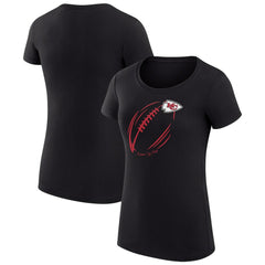 Kansas City Chiefs G-III 4Her by Carl Banks Women's Super-Slim Fit Lightweight Subtle Football T-Shirt - Black T-shirts