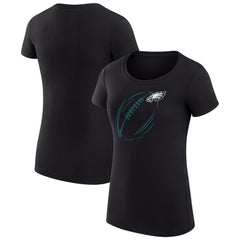 Philadelphia Eagles G-III 4Her by Carl Banks Women's Super-Slim Fit Lightweight Subtle Football T-Shirt - Black T-shirts