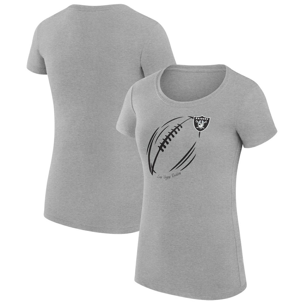 Las Vegas Raiders G-III 4Her by Carl Banks Women's Super-Slim Fit Lightweight Subtle Football T-Shirt - Heather Gray T-shirts