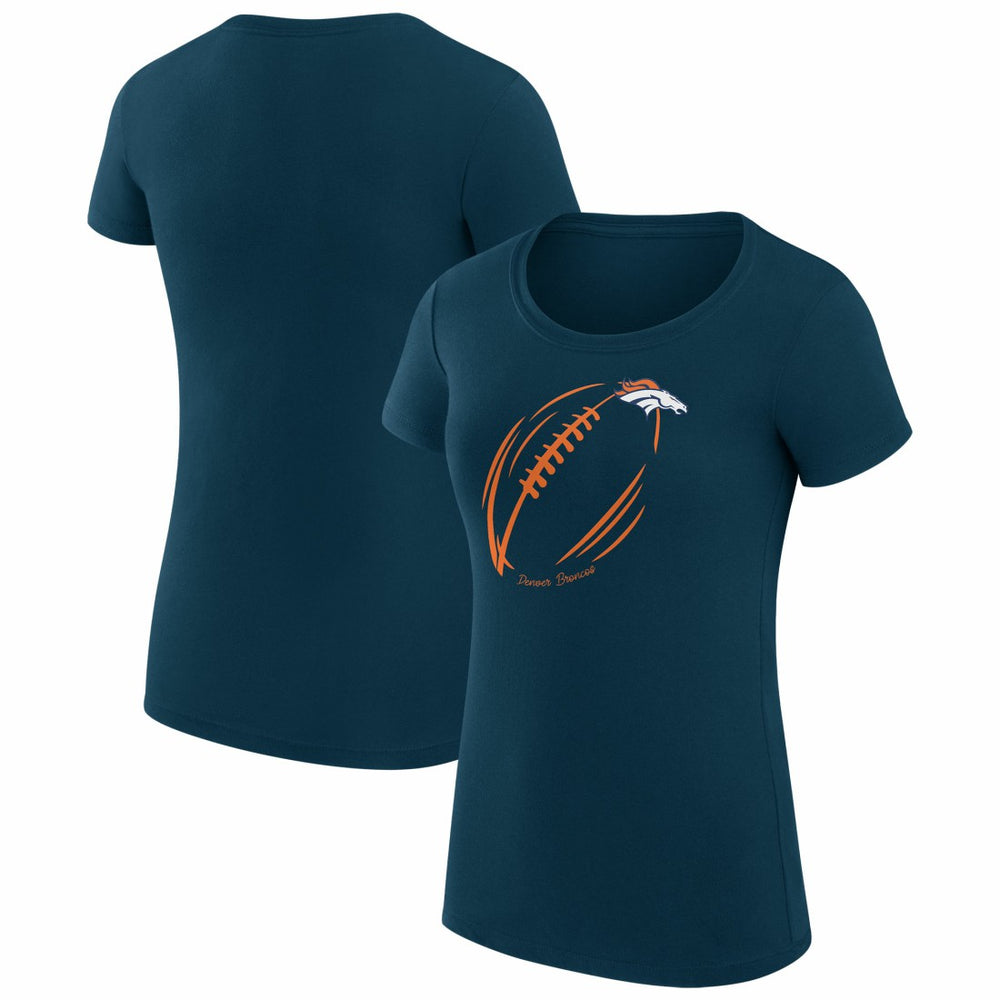 Denver Broncos G-III 4Her by Carl Banks Women's Super-Slim Fit Lightweight Subtle Football T-Shirt - Navy T-shirts