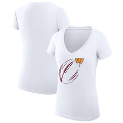 Washington Commanders G-III 4Her by Carl Banks Women's Super-Slim Fit Lightweight Subtle Football V-Neck T-Shirt - White T-shirts
