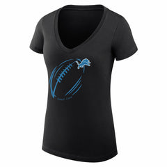 Detroit Lions G-III 4Her by Carl Banks Women's Super-Slim Fit Lightweight Subtle Football V-Neck T-Shirt - Black T-shirts