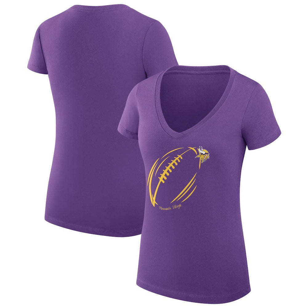 Minnesota Vikings G-III 4Her by Carl Banks Women's Super-Slim Fit Lightweight Subtle Football V-Neck T-Shirt - Purple T-shirts