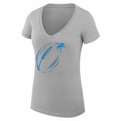Detroit Lions G-III 4Her by Carl Banks Women's Super-Slim Fit Lightweight Subtle Football V-Neck T-Shirt - Heather Gray T-shirts