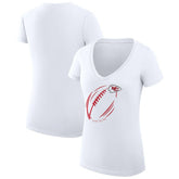 Kansas City Chiefs G-III 4Her by Carl Banks Women's Super-Slim Fit Lightweight Subtle Football V-Neck T-Shirt - White T-shirts