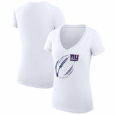New York Giants G-III 4Her by Carl Banks Women's Super-Slim Fit Lightweight Subtle Football V-Neck T-Shirt - White T-shirts