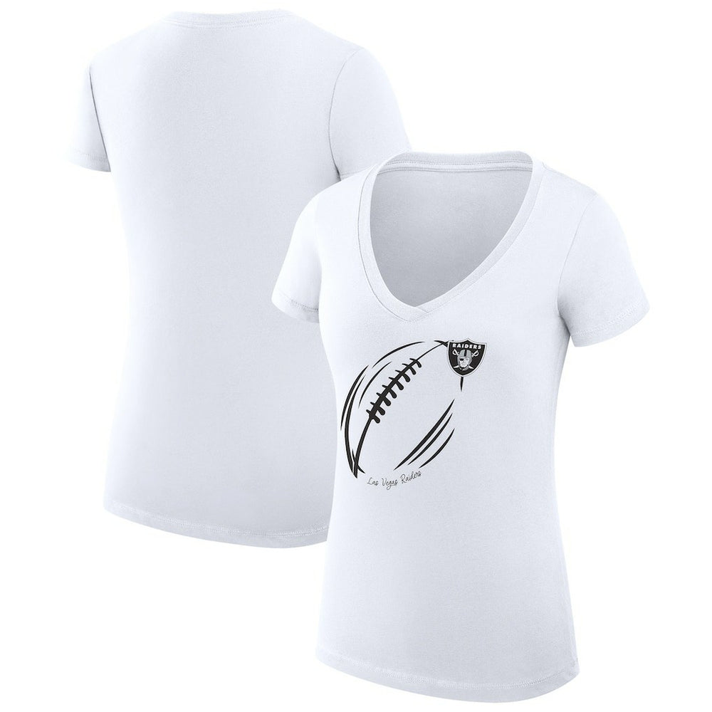 Las Vegas Raiders G-III 4Her by Carl Banks Women's Super-Slim Fit Lightweight Subtle Football V-Neck T-Shirt - White T-shirts