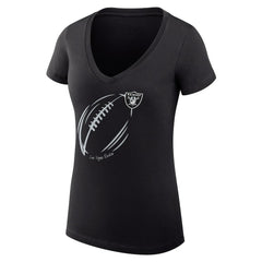 Las Vegas Raiders G-III 4Her by Carl Banks Women's Super-Slim Fit Lightweight Subtle Football V-Neck T-Shirt - Black T-shirts