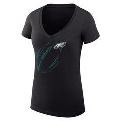 Philadelphia Eagles G-III 4Her by Carl Banks Women's Super-Slim Fit Lightweight Subtle Football V-Neck T-Shirt - Black T-shirts