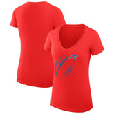 Buffalo Bills G-III 4Her by Carl Banks Women's Super-Slim Fit Lightweight Subtle Football V-Neck T-Shirt - Red T-shirts