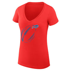 Buffalo Bills G-III 4Her by Carl Banks Women's Super-Slim Fit Lightweight Subtle Football V-Neck T-Shirt - Red T-shirts