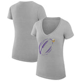 Minnesota Vikings G-III 4Her by Carl Banks Women's Super-Slim Fit Lightweight Subtle Football V-Neck T-Shirt - Heather Gray T-shirts
