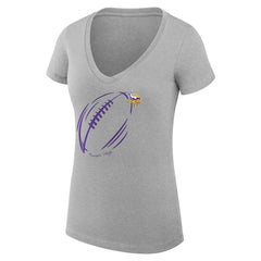 Minnesota Vikings G-III 4Her by Carl Banks Women's Super-Slim Fit Lightweight Subtle Football V-Neck T-Shirt - Heather Gray T-shirts