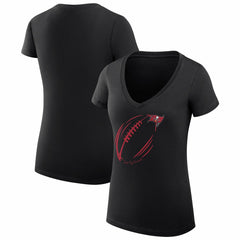 Tampa Bay Buccaneers G-III 4Her by Carl Banks Women's Super-Slim Fit Lightweight Subtle Football V-Neck T-Shirt - Black T-shirts