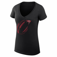 Tampa Bay Buccaneers G-III 4Her by Carl Banks Women's Super-Slim Fit Lightweight Subtle Football V-Neck T-Shirt - Black T-shirts