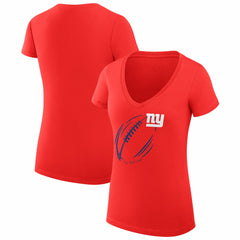 New York Giants G-III 4Her by Carl Banks Women's Super-Slim Fit Lightweight Subtle Football V-Neck T-Shirt - Red T-shirts