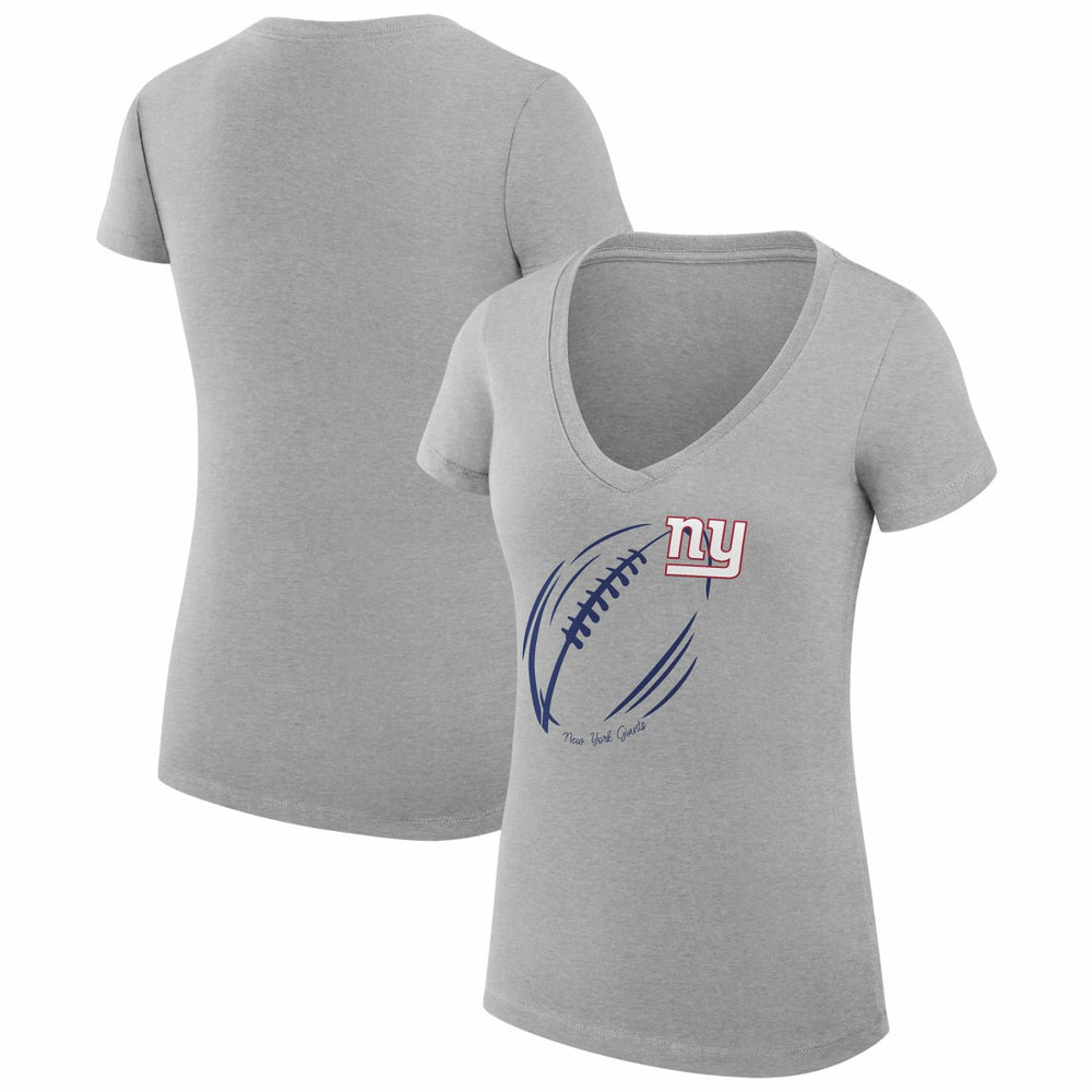 New York Giants G-III 4Her by Carl Banks Women's Super-Slim Fit Lightweight Subtle Football V-Neck T-Shirt - Heather Gray T-shirts