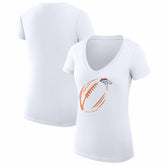 Denver Broncos G-III 4Her by Carl Banks Women's Super-Slim Fit Lightweight Subtle Football V-Neck T-Shirt - White T-shirts