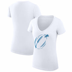 Detroit Lions G-III 4Her by Carl Banks Women's Super-Slim Fit Lightweight Subtle Football V-Neck T-Shirt - White T-shirts