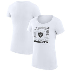 Las Vegas Raiders G-III 4Her by Carl Banks Women's Super-Slim Fit Lightweight Collage Team T-Shirt - White T-shirts