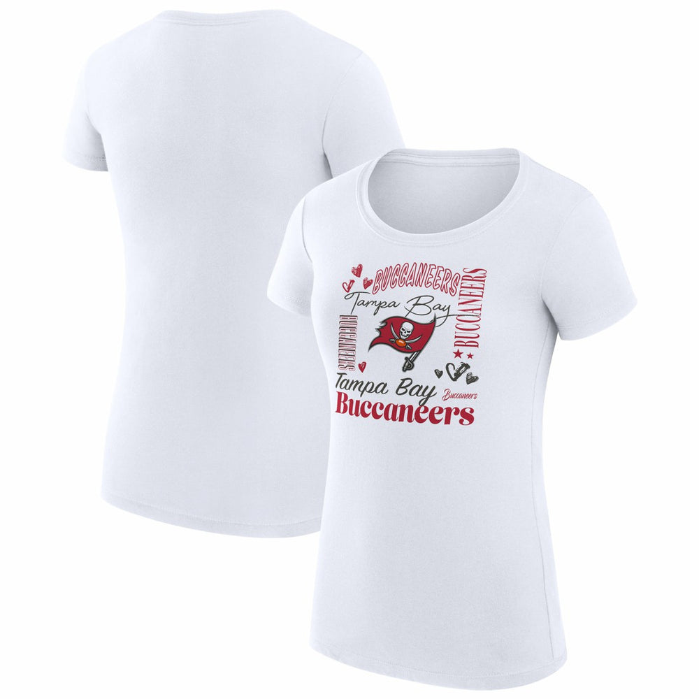 Tampa Bay Buccaneers G-III 4Her by Carl Banks Women's Super-Slim Fit Lightweight Collage Team T-Shirt - White T-shirts