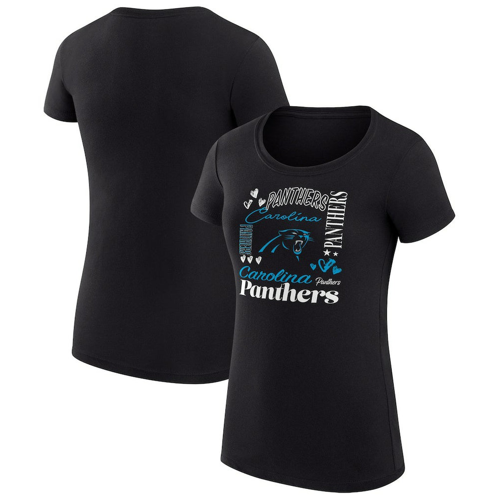 Carolina Panthers G-III 4Her by Carl Banks Women's Super-Slim Fit Lightweight Collage Team T-Shirt - Black T-shirts