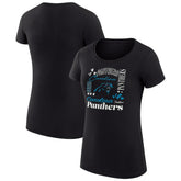 Carolina Panthers G-III 4Her by Carl Banks Women's Super-Slim Fit Lightweight Collage Team T-Shirt - Black T-shirts