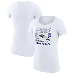 Baltimore Ravens G-III 4Her by Carl Banks Women's Super-Slim Fit Lightweight Collage Team T-Shirt - White T-shirts