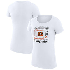 Cincinnati Bengals G-III 4Her by Carl Banks Women's Super-Slim Fit Lightweight Collage Team T-Shirt - White T-shirts