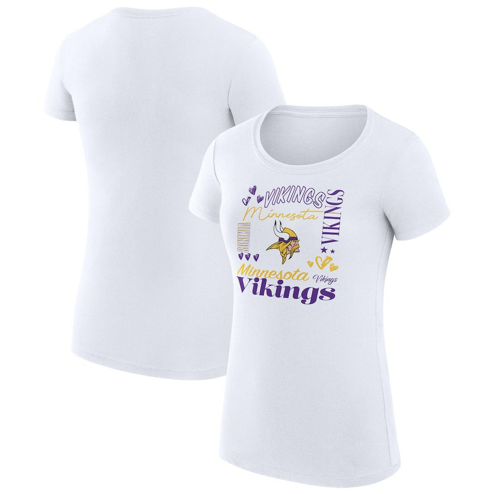Minnesota Vikings G-III 4Her by Carl Banks Women's Super-Slim Fit Lightweight Collage Team T-Shirt - White T-shirts