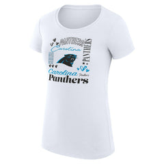 Carolina Panthers G-III 4Her by Carl Banks Women's Super-Slim Fit Lightweight Collage Team T-Shirt - White T-shirts