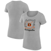 Cincinnati Bengals G-III 4Her by Carl Banks Women's Super-Slim Fit Lightweight Collage Team T-Shirt - Heather Gray T-shirts