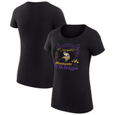 Minnesota Vikings G-III 4Her by Carl Banks Women's Super-Slim Fit Lightweight Collage Team T-Shirt - Black T-shirts