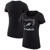 Philadelphia Eagles G-III 4Her by Carl Banks Women's Super-Slim Fit Lightweight Collage Team T-Shirt - Black T-shirts