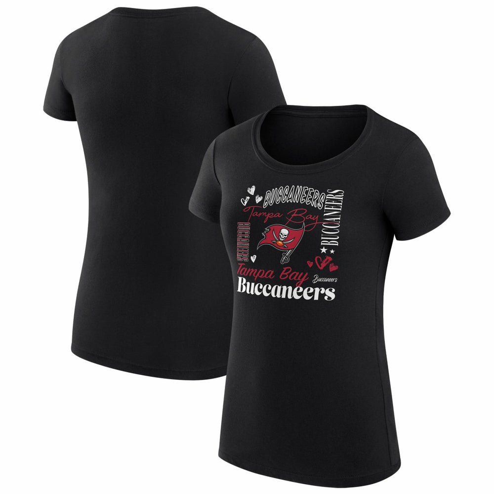 Tampa Bay Buccaneers G-III 4Her by Carl Banks Women's Super-Slim Fit Lightweight Collage Team T-Shirt - Black T-shirts