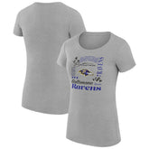Baltimore Ravens G-III 4Her by Carl Banks Women's Super-Slim Fit Lightweight Collage Team T-Shirt - Heather Gray T-shirts