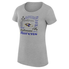 Baltimore Ravens G-III 4Her by Carl Banks Women's Super-Slim Fit Lightweight Collage Team T-Shirt - Heather Gray T-shirts