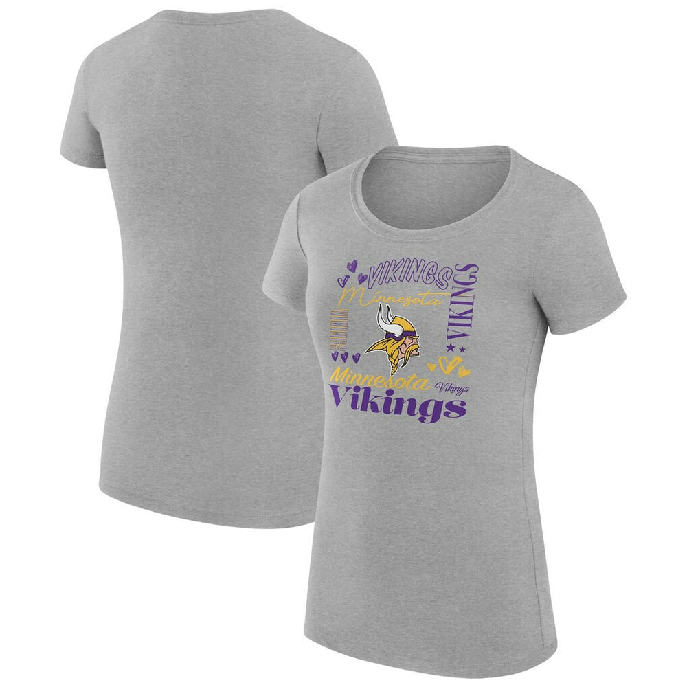 Minnesota Vikings G-III 4Her by Carl Banks Women's Super-Slim Fit Lightweight Collage Team T-Shirt - Heather Gray T-shirts