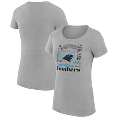Carolina Panthers G-III 4Her by Carl Banks Women's Super-Slim Fit Lightweight Collage Team T-Shirt - Heather Gray T-shirts
