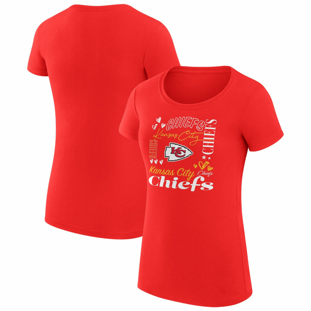 Kansas City Chiefs G-III 4Her by Carl Banks Women's Super-Slim Fit Lightweight Collage Team T-Shirt - Red T-shirts