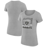 Las Vegas Raiders G-III 4Her by Carl Banks Women's Super-Slim Fit Lightweight Collage Team T-Shirt - Heather Gray T-shirts