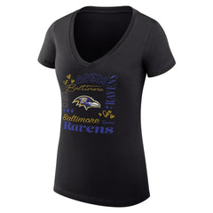 Baltimore Ravens G-III 4Her by Carl Banks Women's Super-Slim Fit Lightweight Collage Team V-Neck T-Shirt - Black T-shirts
