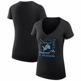 Detroit Lions G-III 4Her by Carl Banks Women's Super-Slim Fit Lightweight Collage Team V-Neck T-Shirt - Black T-shirts