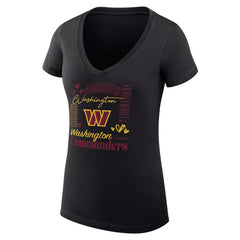 Washington Commanders G-III 4Her by Carl Banks Women's Super-Slim Fit Lightweight Collage Team V-Neck T-Shirt - Black T-shirts