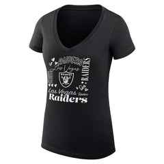 Las Vegas Raiders G-III 4Her by Carl Banks Women's Super-Slim Fit Lightweight Collage Team V-Neck T-Shirt - Black T-shirts