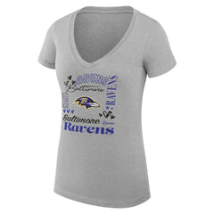 Baltimore Ravens G-III 4Her by Carl Banks Women's Super-Slim Fit Lightweight Collage Team V-Neck T-Shirt - Heather Gray T-shirts